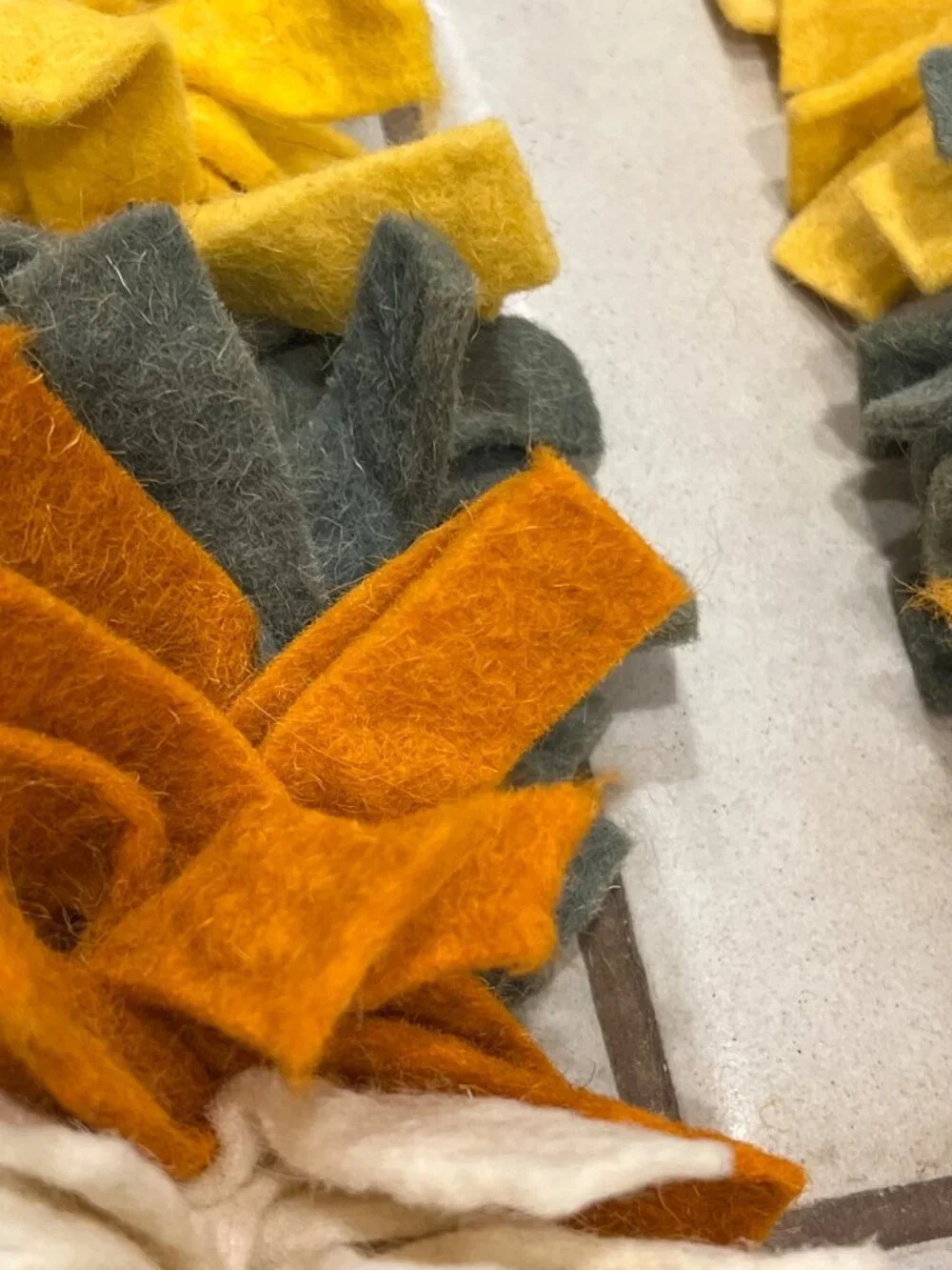 3 Sets of Fall / Autumn Garland Wool Blend Green Orange Yellow Ivory